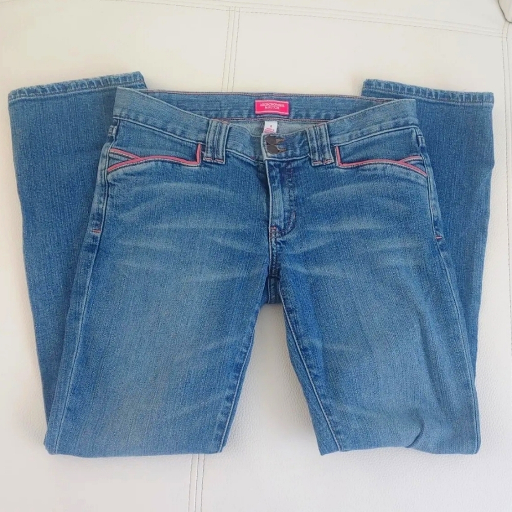 Abercrombie and Fitch Low Rise Y2K Pink Trim Jeans Size 2